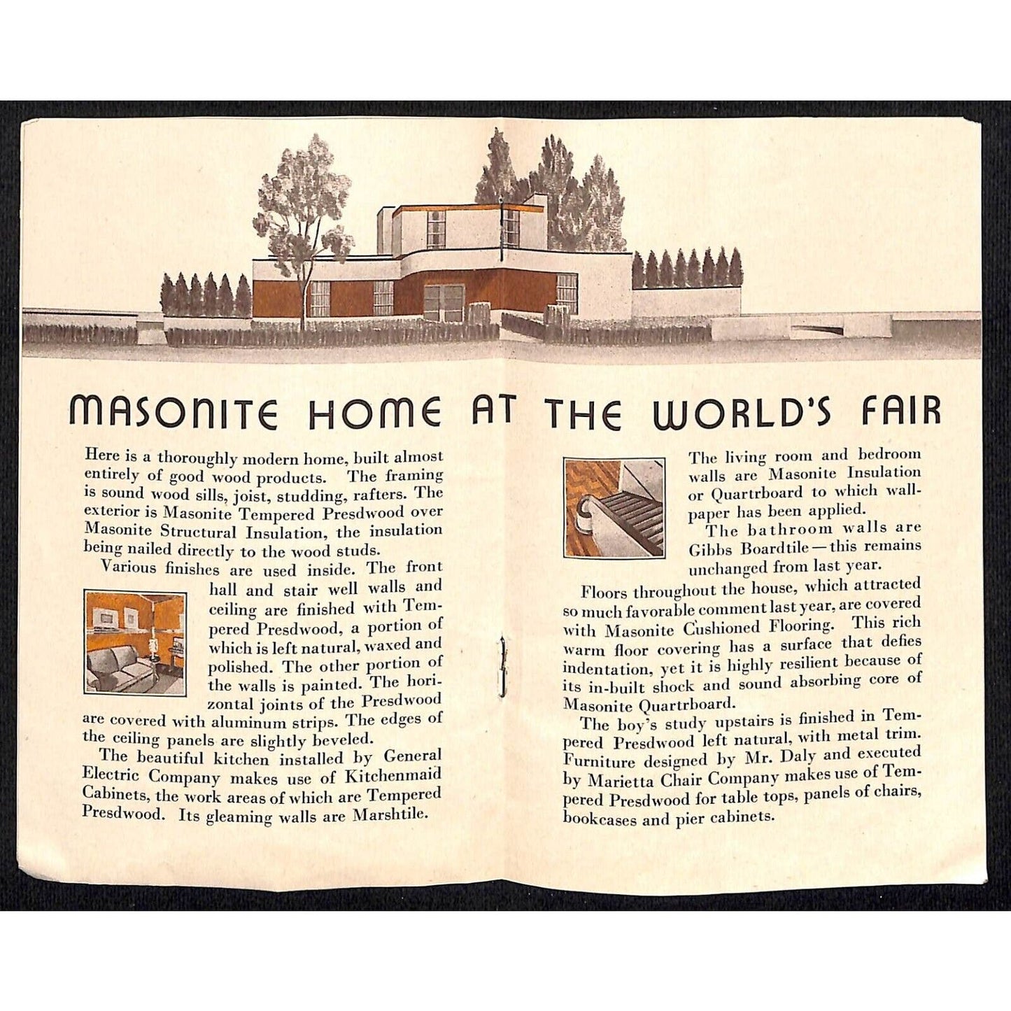 Masonite Home Insulation Boards Booklet 1934 Chicago World's Fair - VGC
