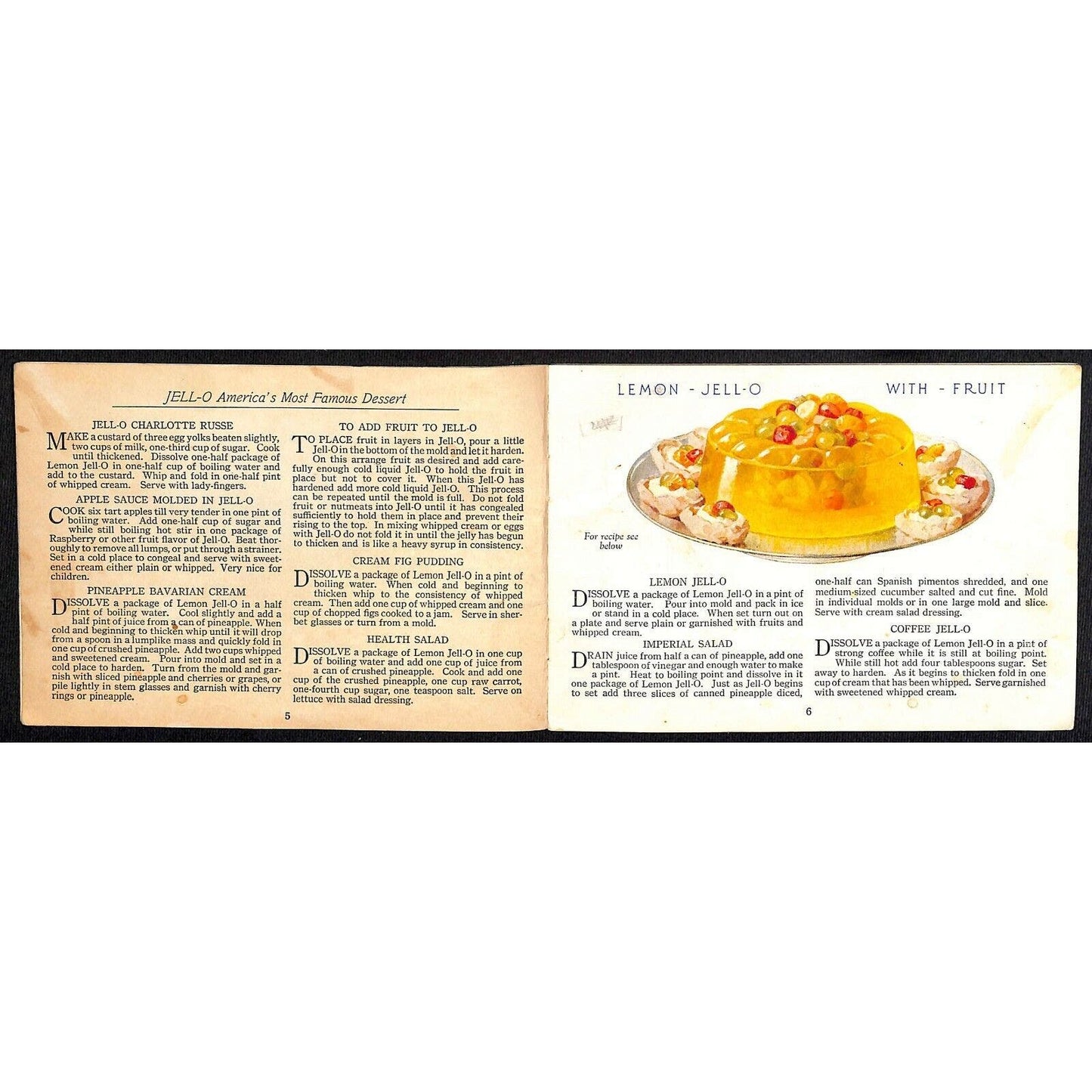 c1924 Jell-O Dessert Recipe Booklet 18pp.w/ George Washington