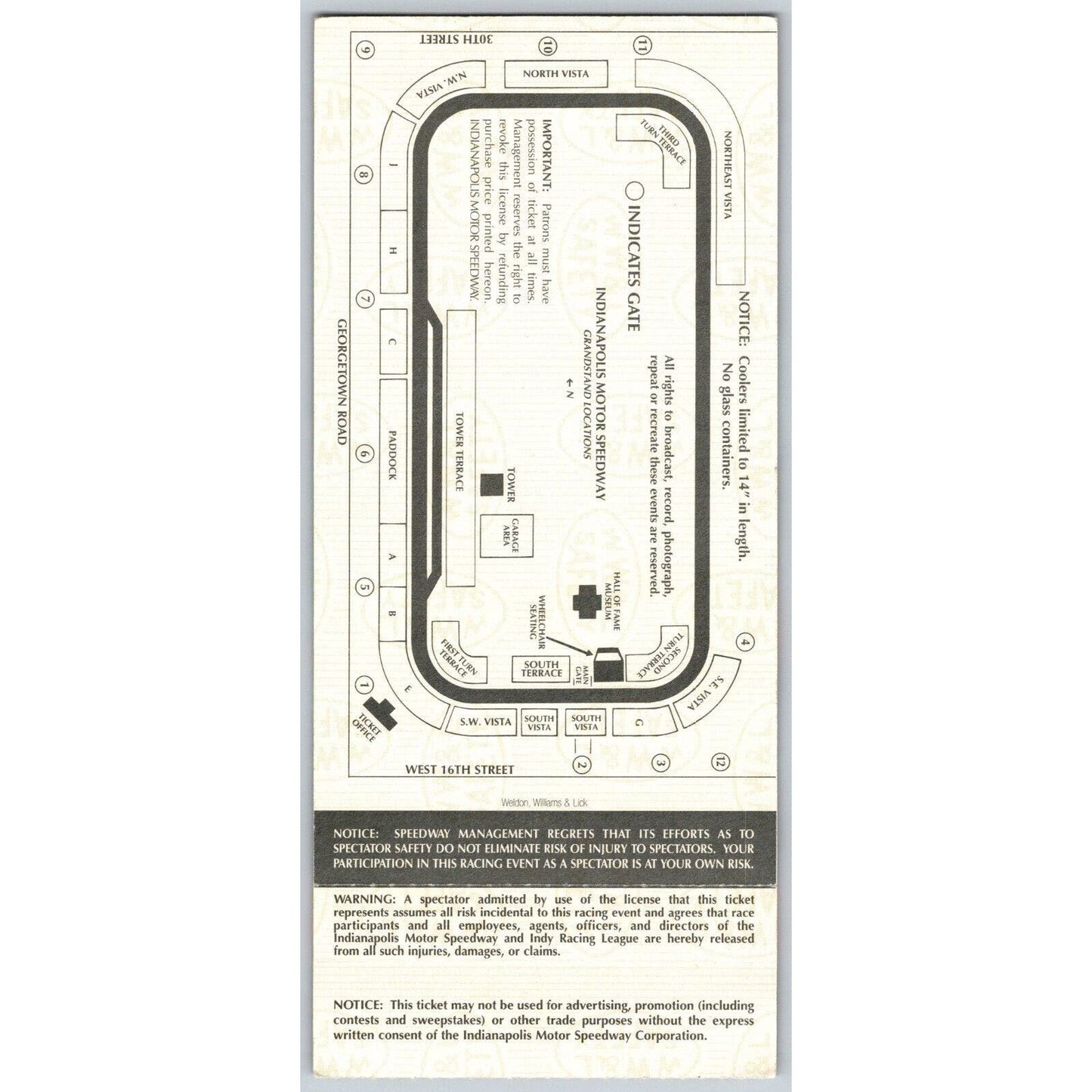 1999 Indianapolis 500 Ticket Stub Racing IMS Eddie Cheever - seat 10