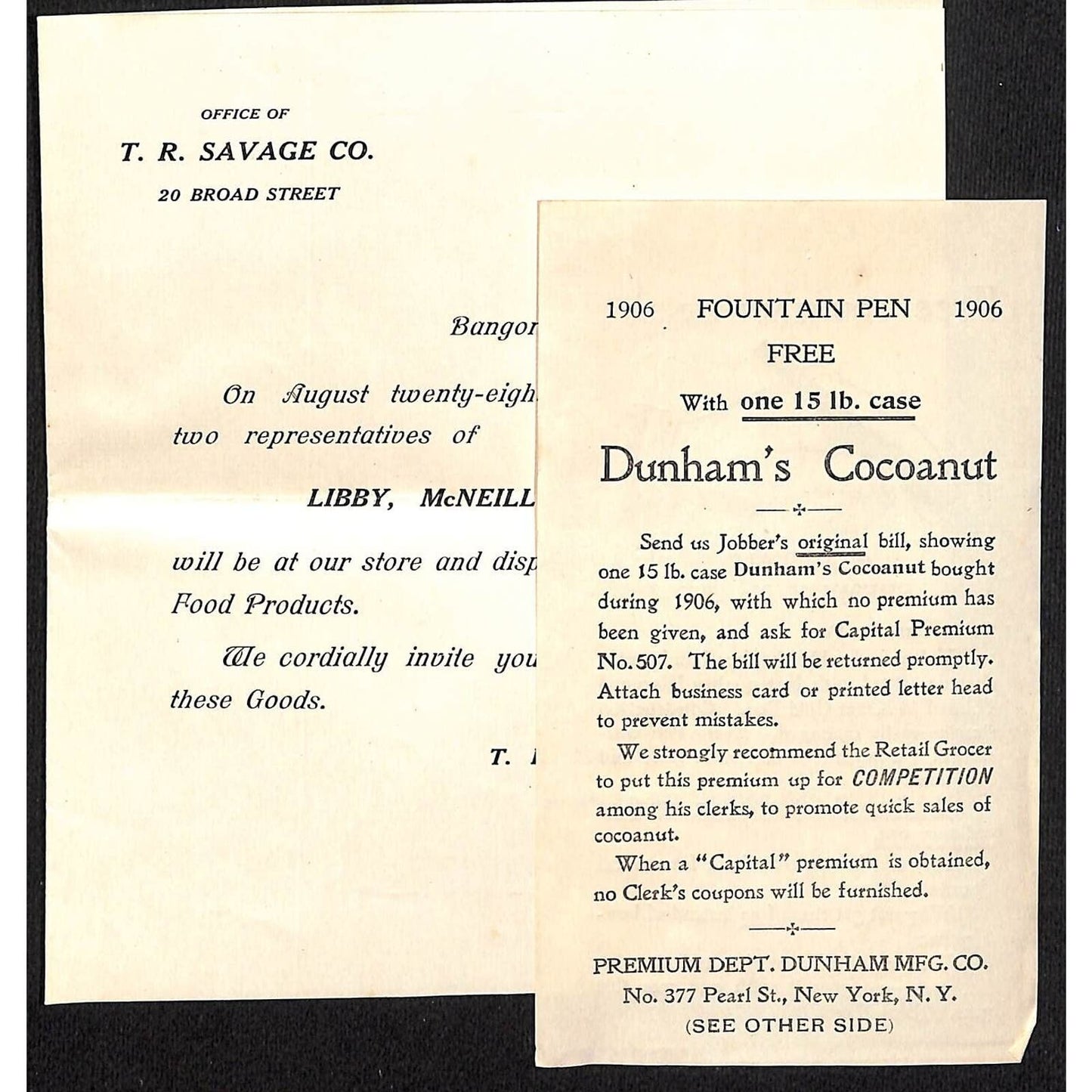 Newburgh ME Amos W. Knowlton* 1906 Libby, McNeil & Libby Food Dunham's Cocoanut