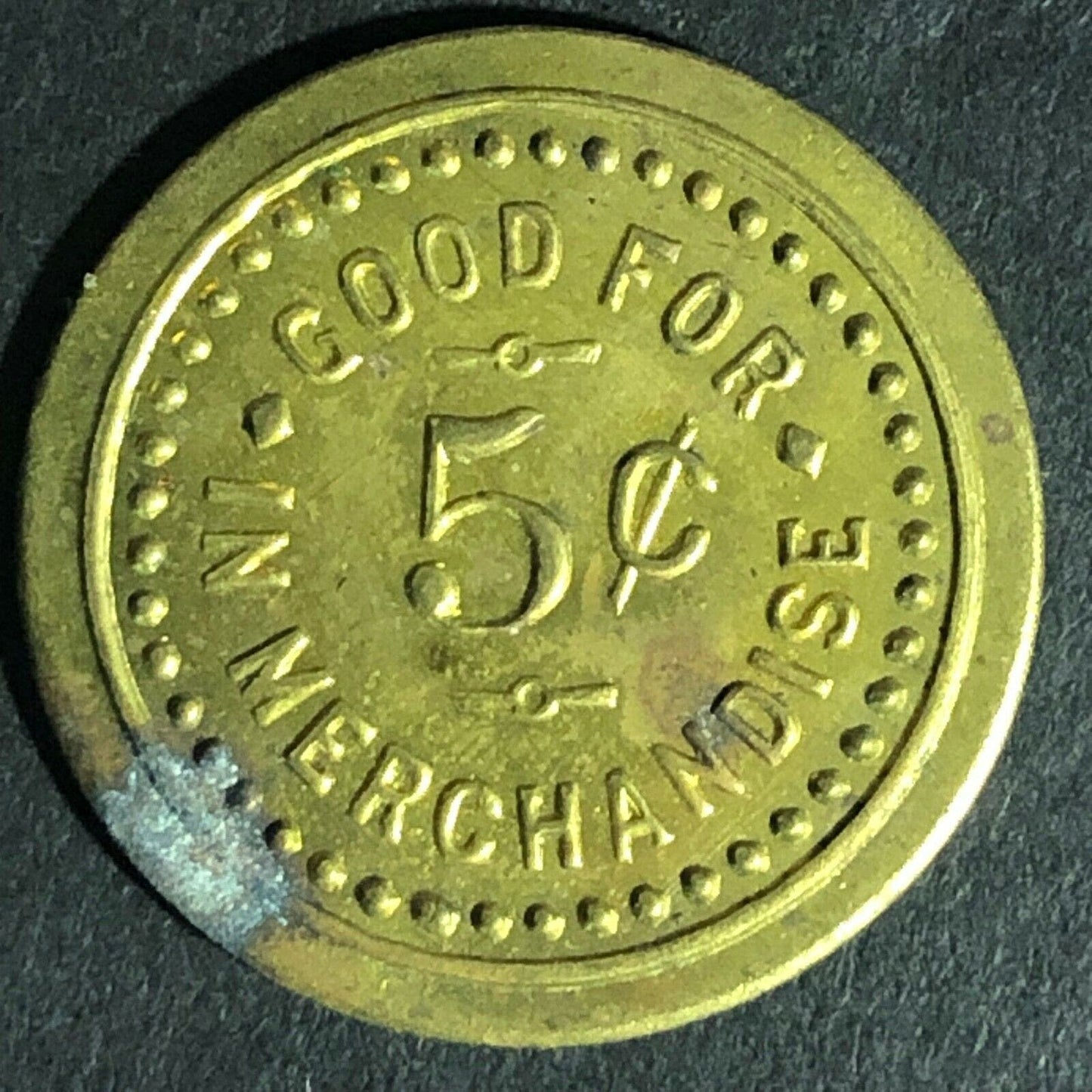 Cawood's Grill Soda (Kentucky) Good For 5c In Merchandise Token 22.4mm Scarce