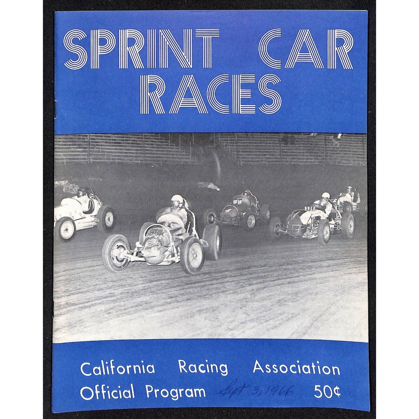 Scarce 9/3 1966 Sprint Car Auto Racing CRA Program Whiteman Speedway 16pp.