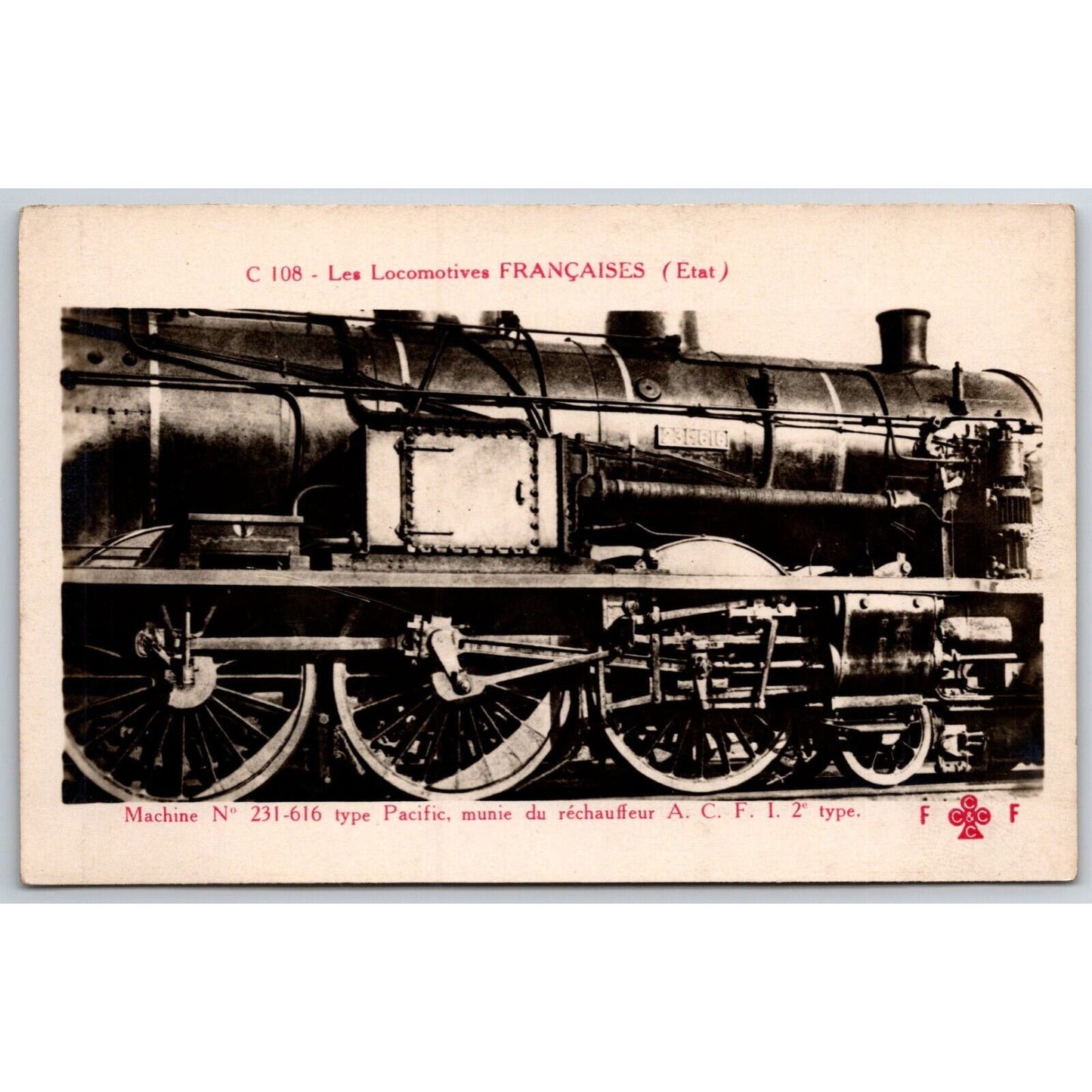 French Railroad RPPC* Postcard Machine 231-616 C 108 c1910 F. Fleury