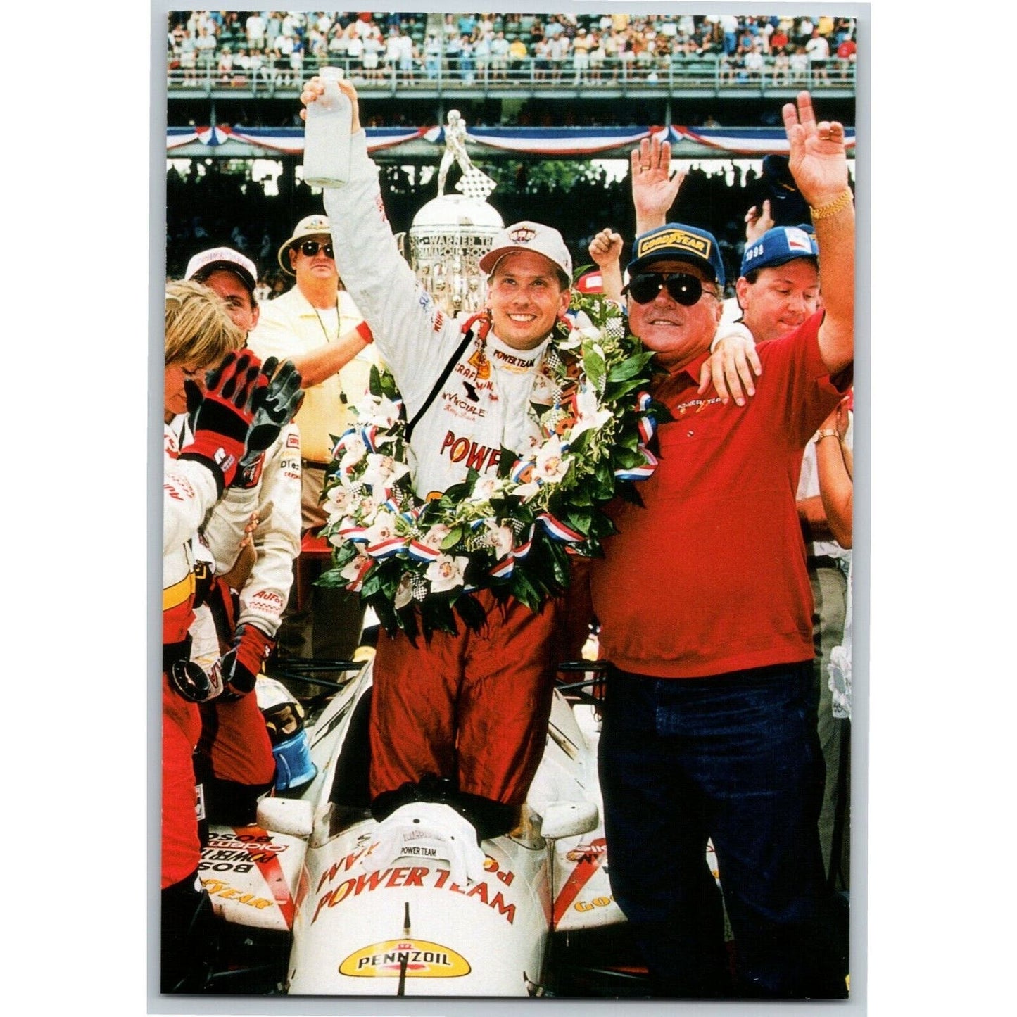 c1999 Indy 500 - Kenny Brack After Win - Motor Speedway NOS 4" x 5 3/4" Postcard