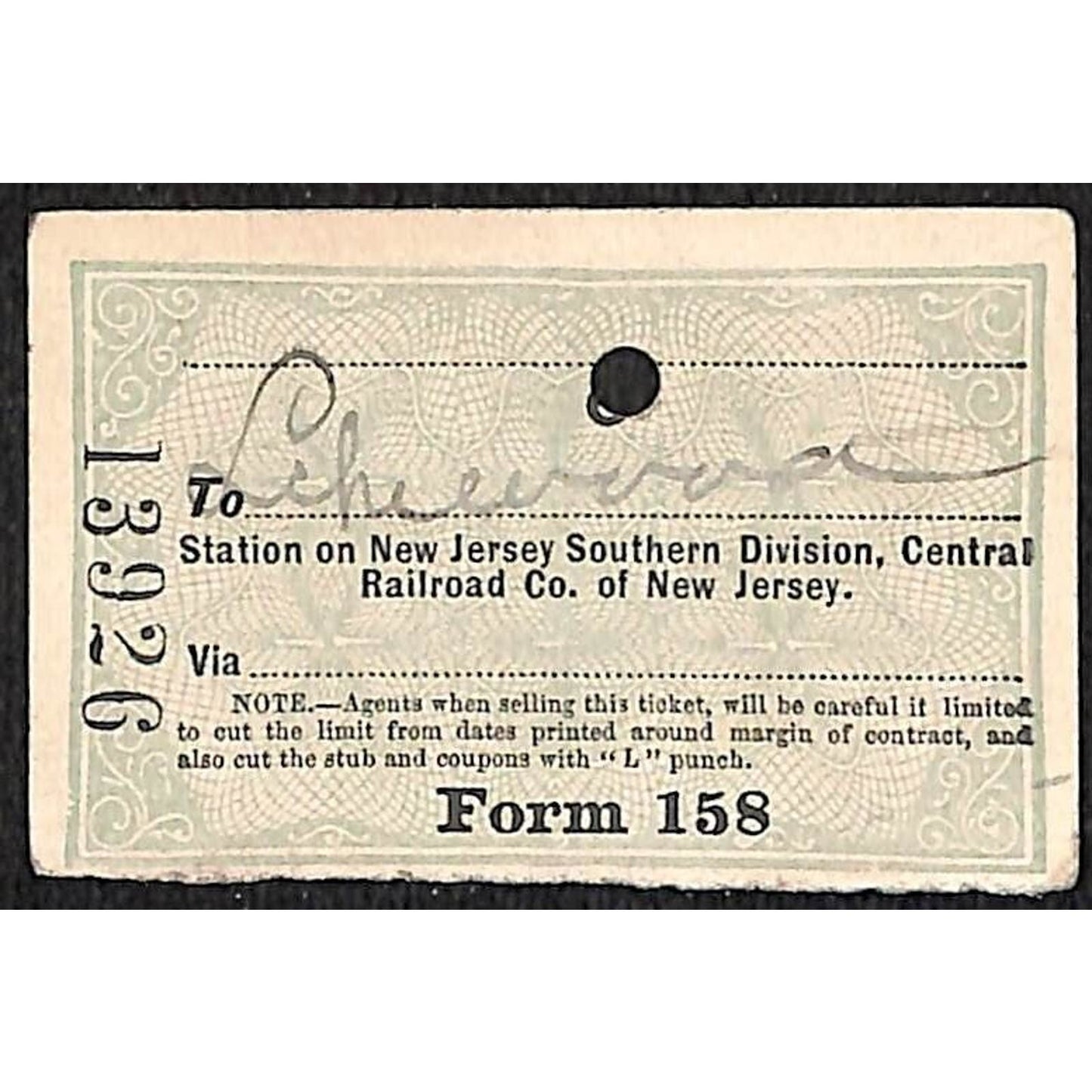 New York & Long Branch Railroad 1901 Ticket North Asbury Park #13926