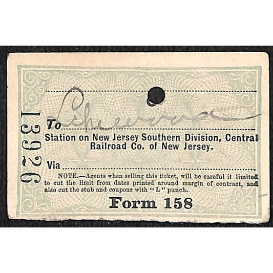 New York & Long Branch Railroad 1901 Ticket North Asbury Park #13926