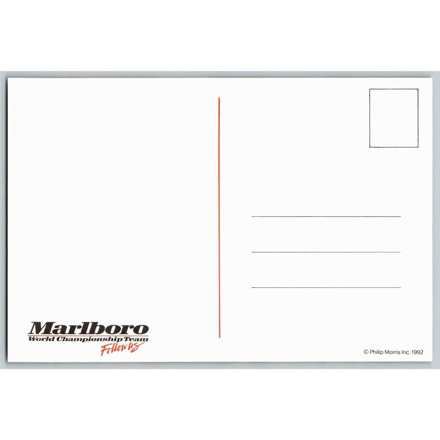 c1992 Indy 500 - Marlboro Team #4 - Motor Speedway NOS 4" x 5 3/4" Postcard
