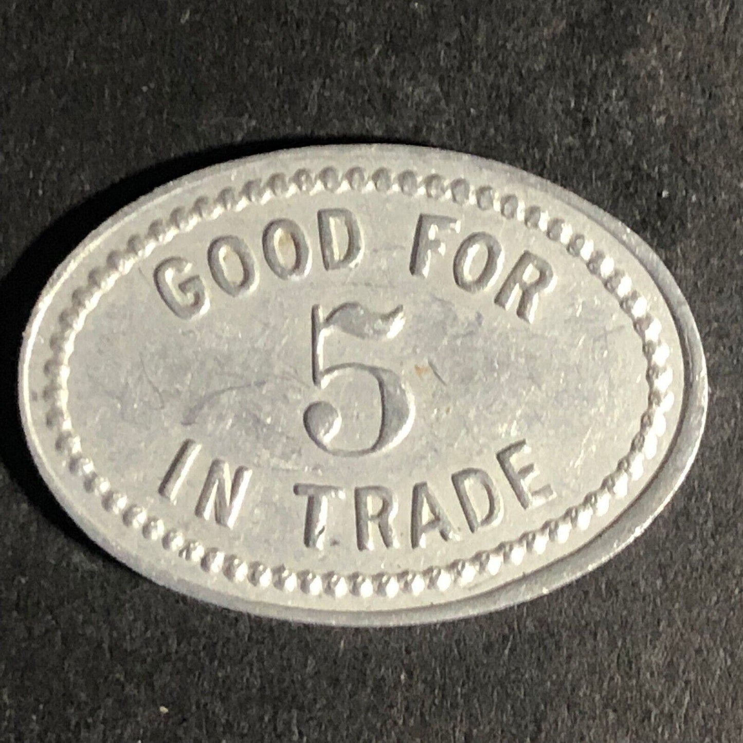 L.O.O.M. 1595 (Moose Lodge Owego, NY) G/F 5c Oval Alum Token 18mm x 26mm