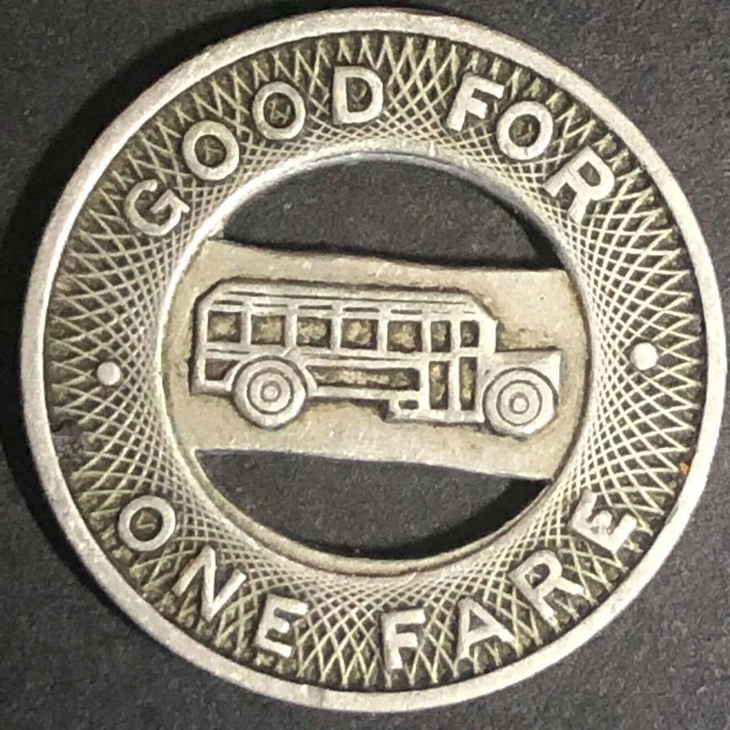 c1940's 20mm Wichita Motor Bus Co. G/F One Fare Brass Transit Token - Kansas