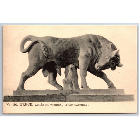 Greek Postcard Athens "Tomb With Bull" RPPC 1901-1907 NP VGC