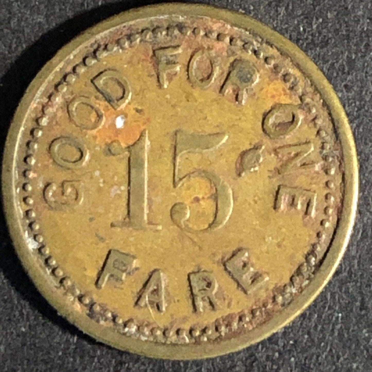 H.T.B. Line (Hill Top Bus Line Beaver Falls, PA) Brass 15¢ Token 18mm -- c1937