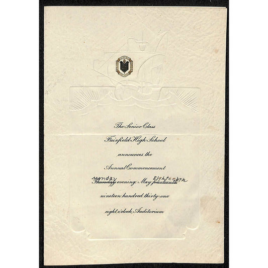 1931 Fairfield High School VA? Senior Class Annual Commencement Announcement