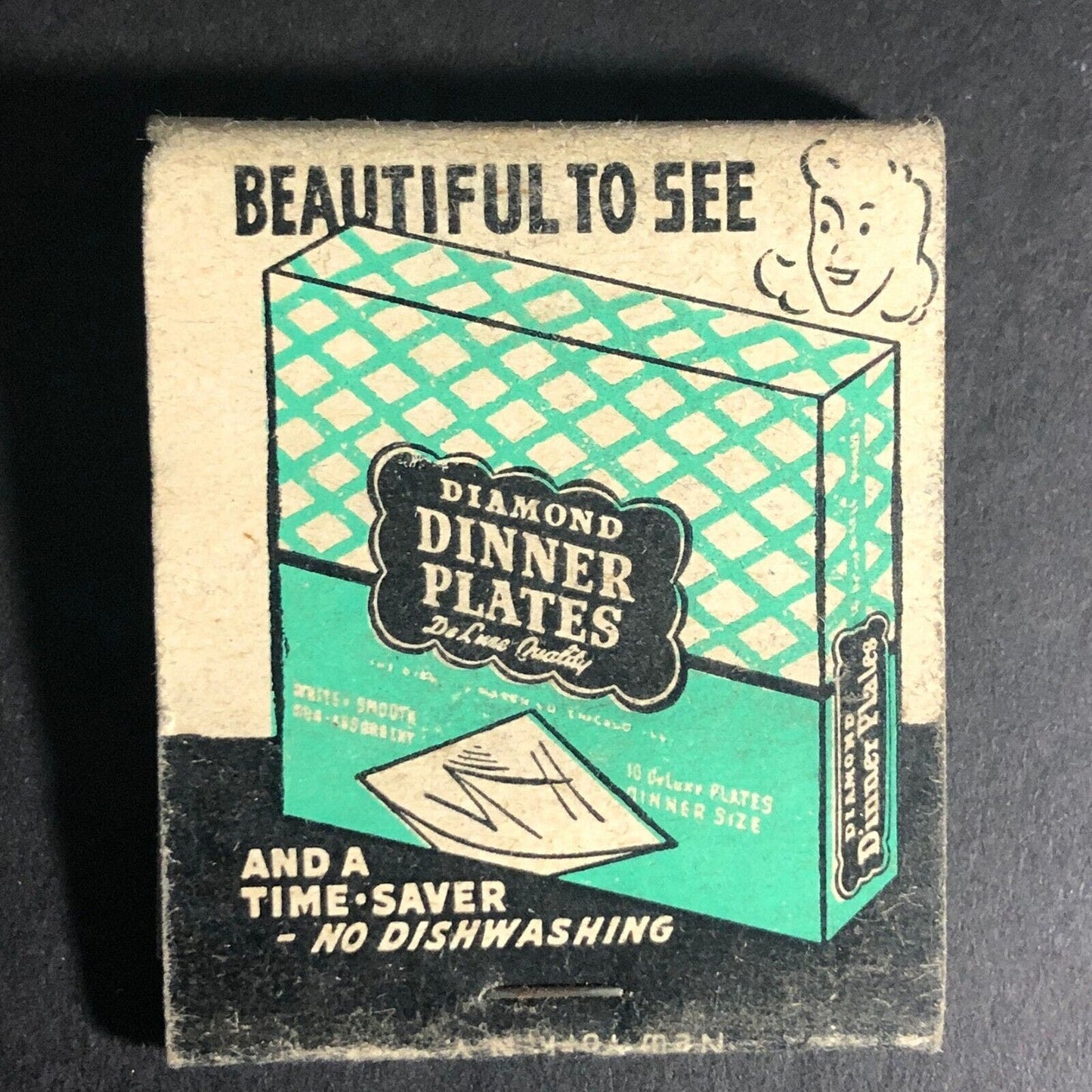 Diamond Disposable Dinner Plates Matchbook c1940's-50's 20-Strike VGC