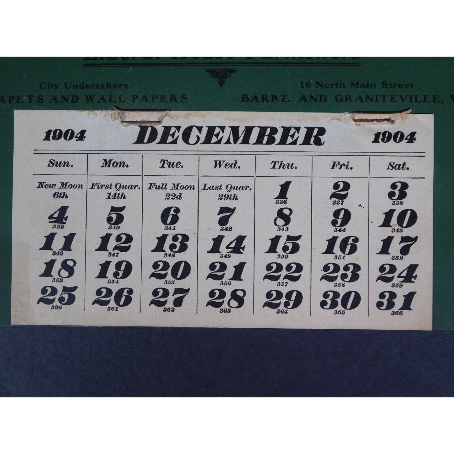 B. W. Hooker & Co. "Liberal House Furnishers" 1904 Calendar Graniteville Vermont