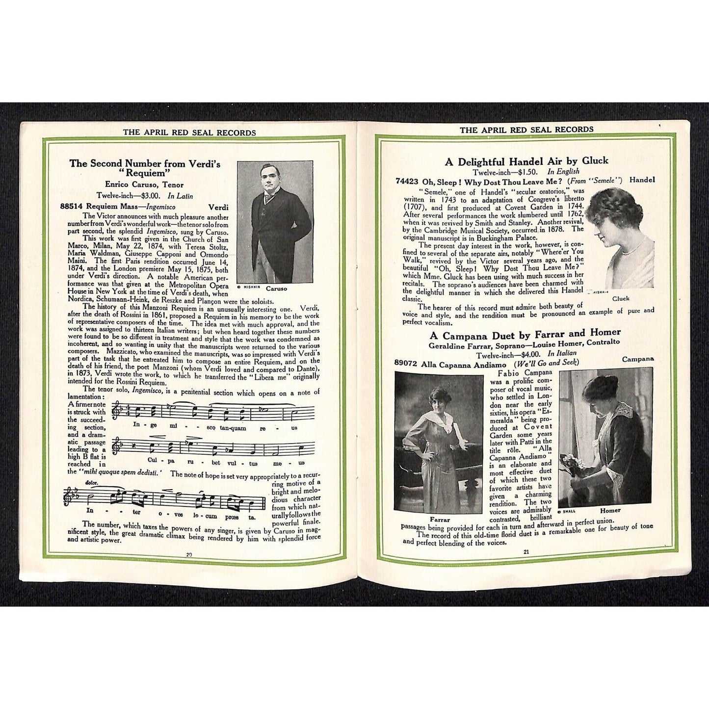 New Victor Records Catalog Supplement May 1915 Lyon & Healy Chicago 23pp. Scarce