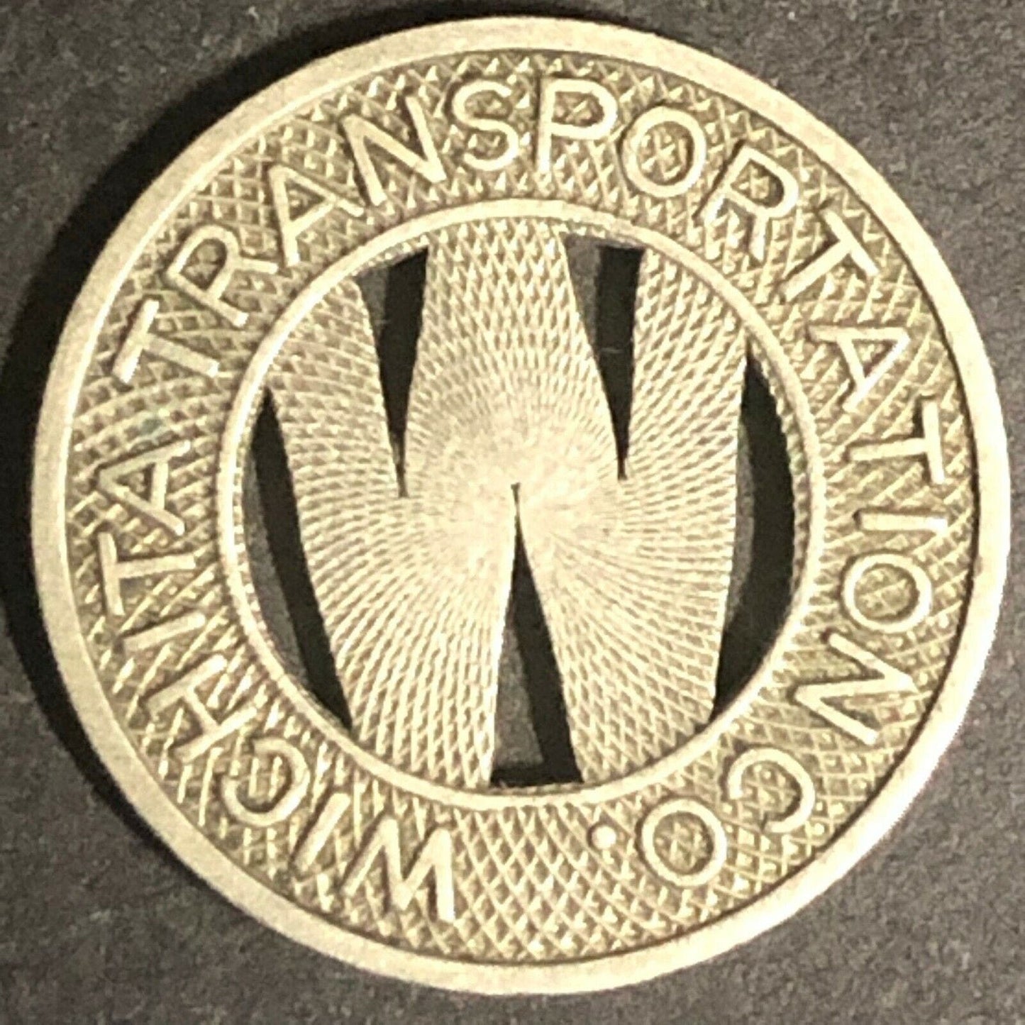 c1940's 16mm Wichita Transportation Corp. G/F One Fare Brass Transit Token - KS