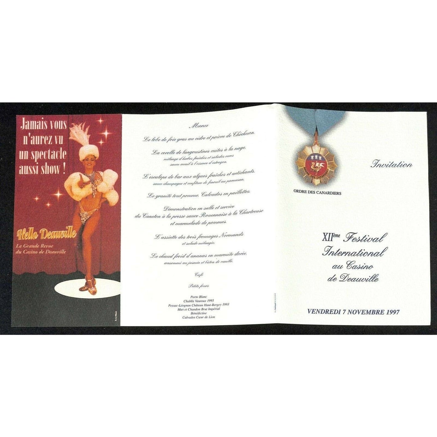 1997 Ordre Des Canardiers Festival Intl. au Casino de Deauville Invitation Prog