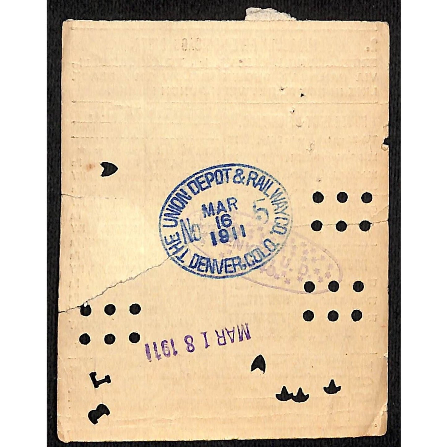 1911 Union Pacific Railroad Ticket Missouri River Chicago Council Bluffs #1093