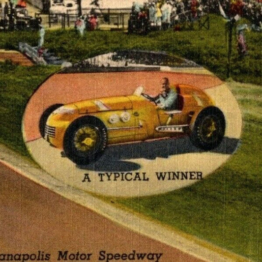 Indy 500 Linen Postcard 1947 "..Annual 500 Mile Classic.. A Typical Winner" NP