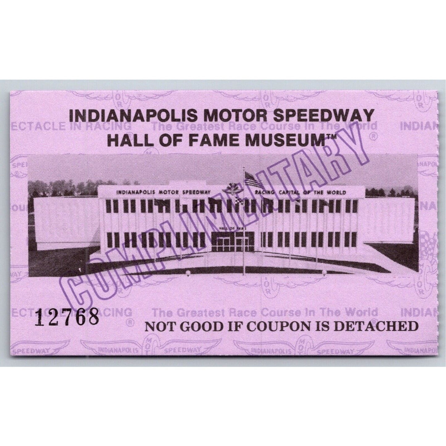 c1980's Indy 500 Hall of Fame Museum Comp Ticket Stub Card Indianapolis #12768