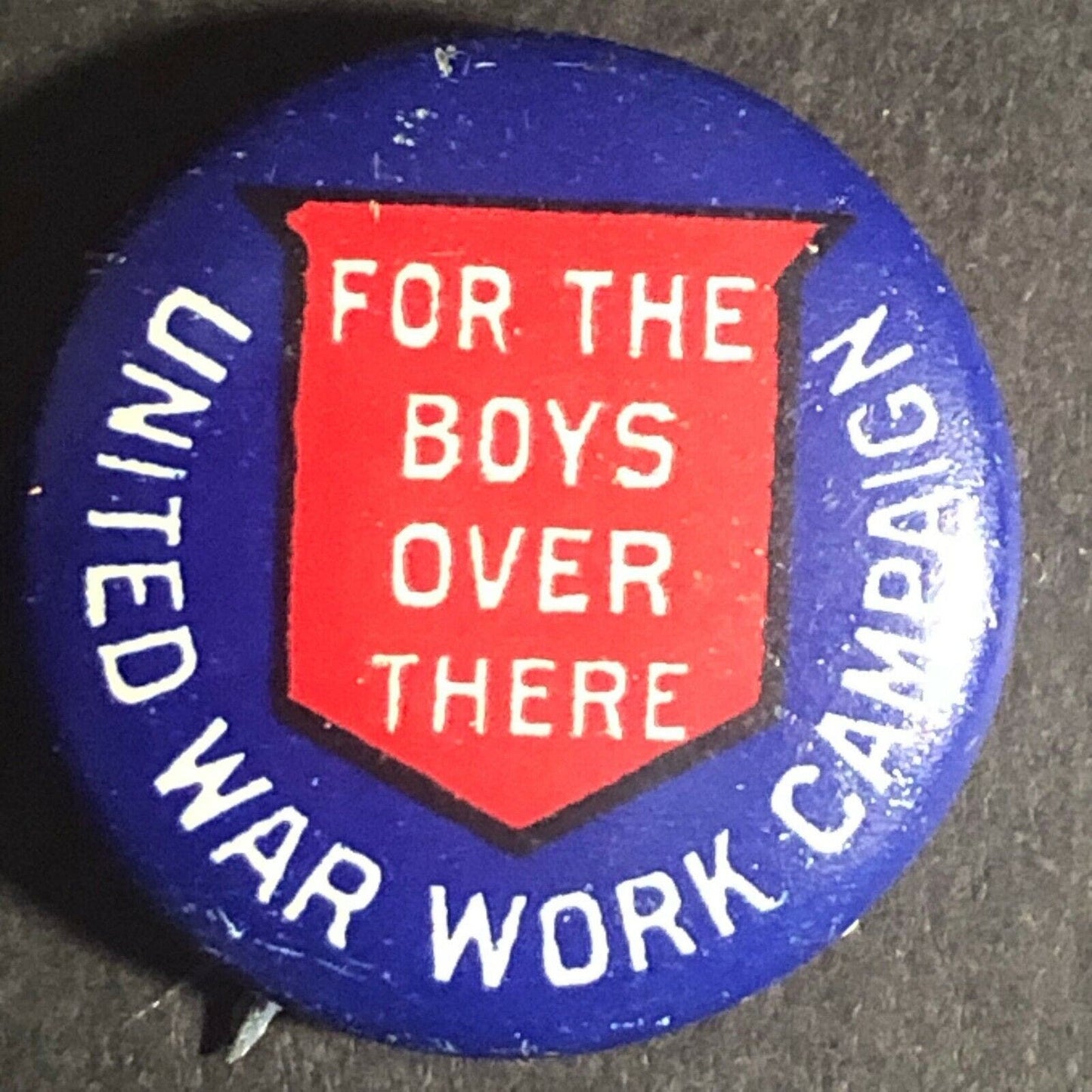 WWI American Art Works "For the Boys Over There" United War Work Pinback 21mm