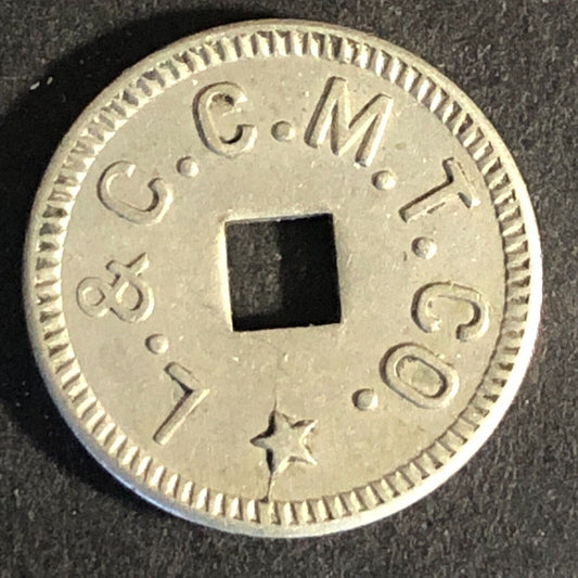 L. & C. C. M. T. Co (Beaver Meadows, PA) WM "One Fare Work Token" 18mm Scarce