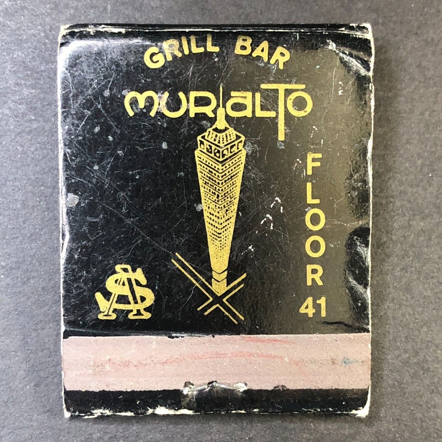 Muralto Tower Grill Bar Mexico Mostly (-1) Full Matchbook c1973-79 Scarce