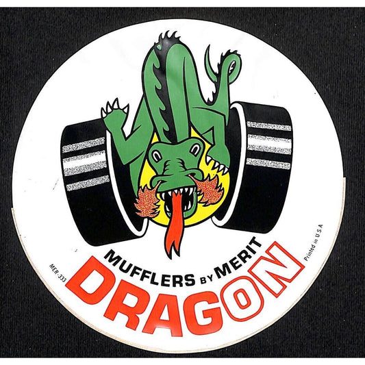 Dragon Mufflers by Merit Racing Car Die Cut Auto Sticker Decal c1970
