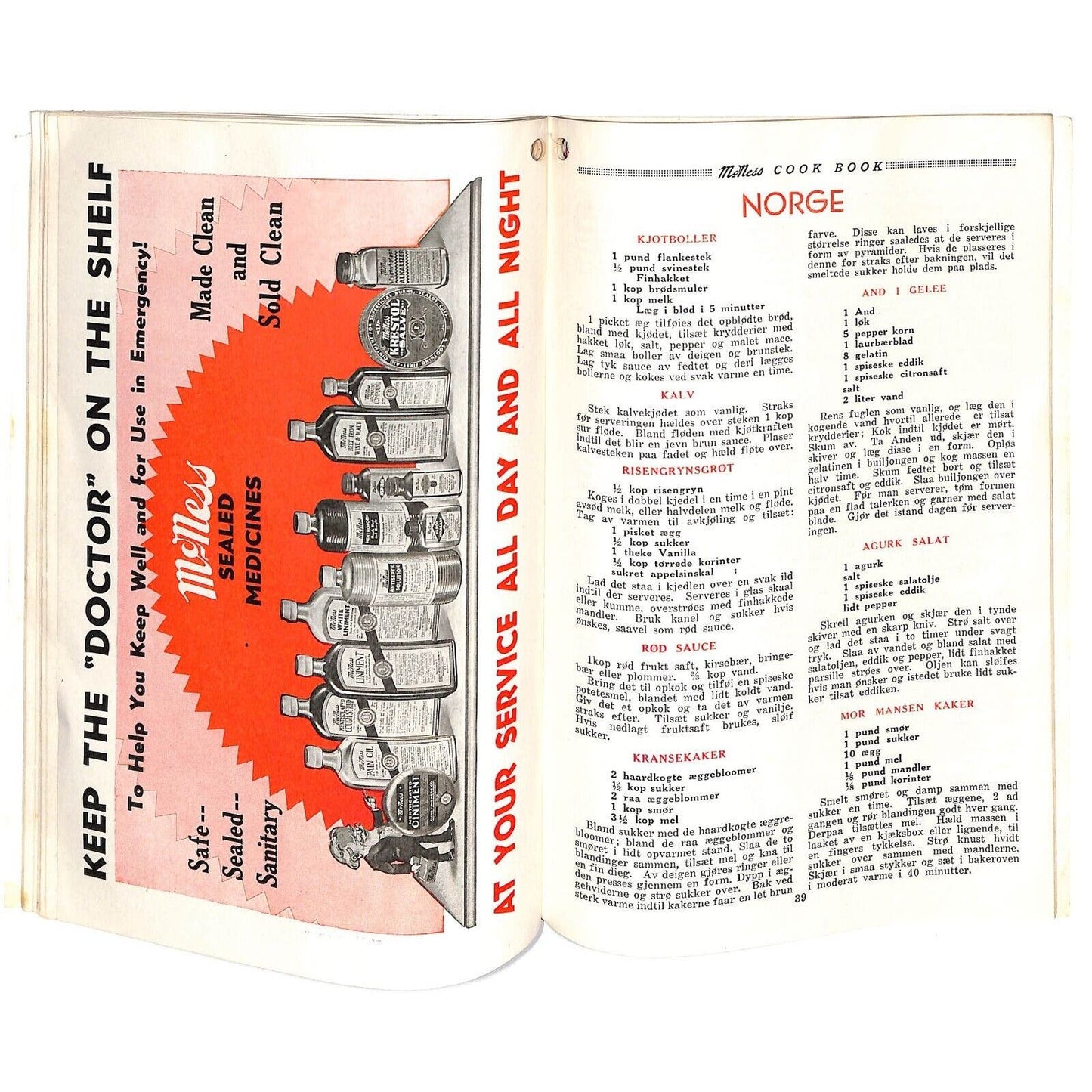 McNess "Recipes From Around The World" Cook Book Booklet 64pp c1930's VGC