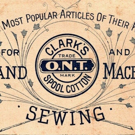 Large 1893 Chicago Fair Trade Card O.N.T. Clark's Cotton Needles Threads Sewing