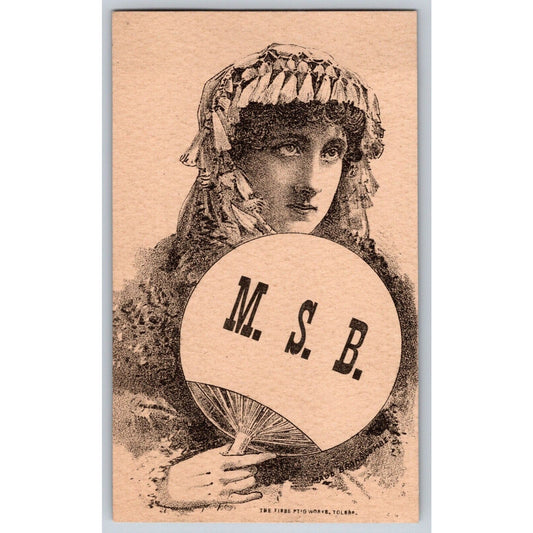 Bosworth, Wells & Co. MSB Corset Marietta, OH Victorian Trade Card -- Hand Fan
