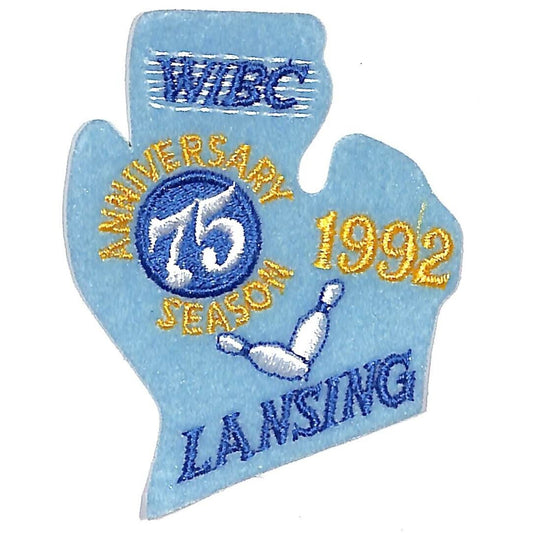 1992 Lansing 75 Anniversary Season WIBC Embroidered Bowling Patch
