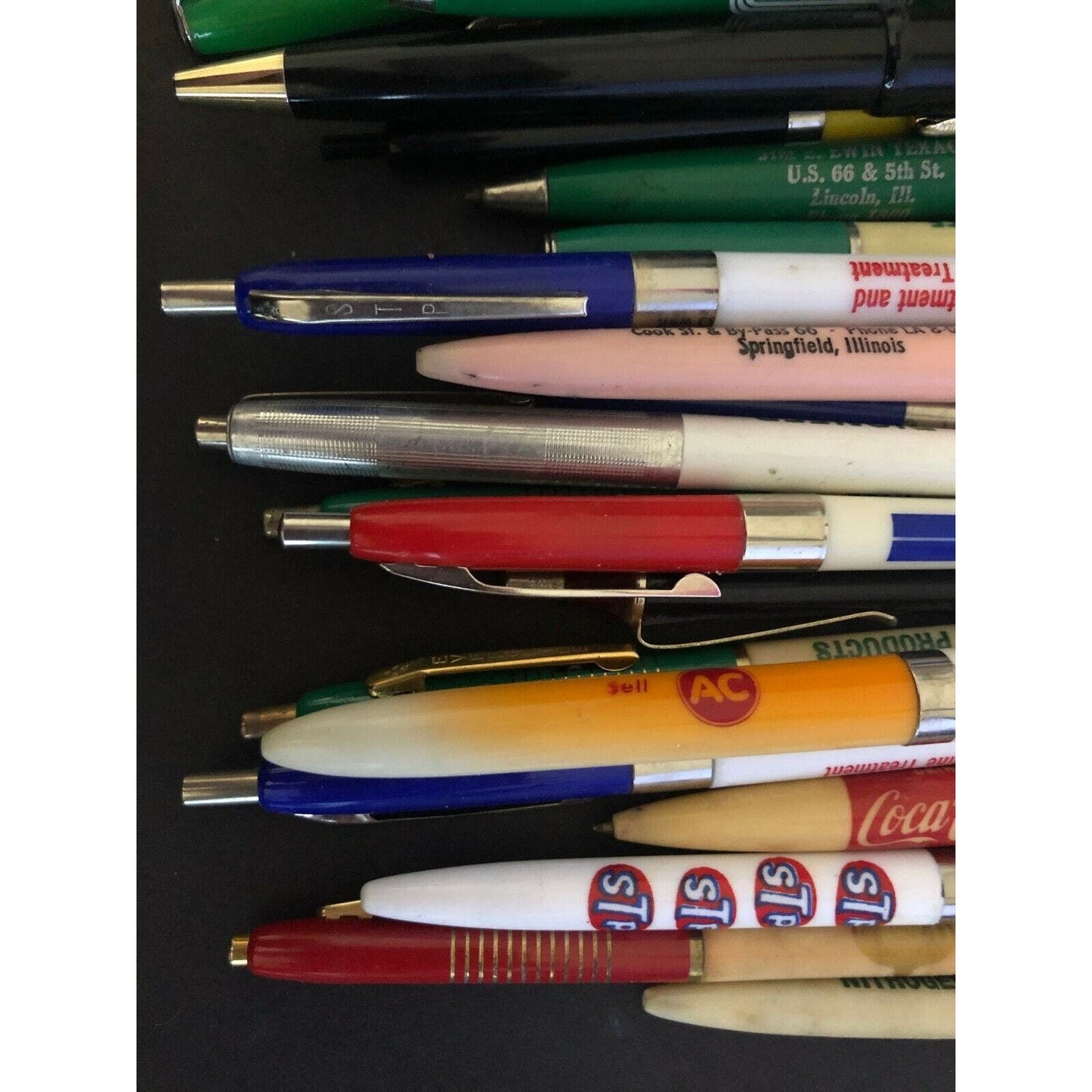 Group of 40 Mostly c1970's & Earlier Retractable Advertising Pens