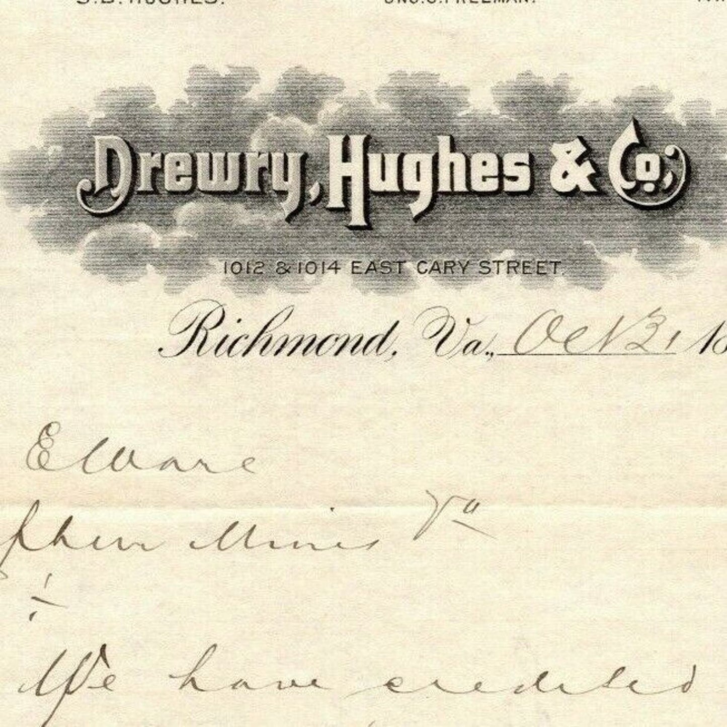 Drewry, Hughes & Co. -Dry Goods- Letterhead Richmond, VA to: Geo. E. Wear 1894