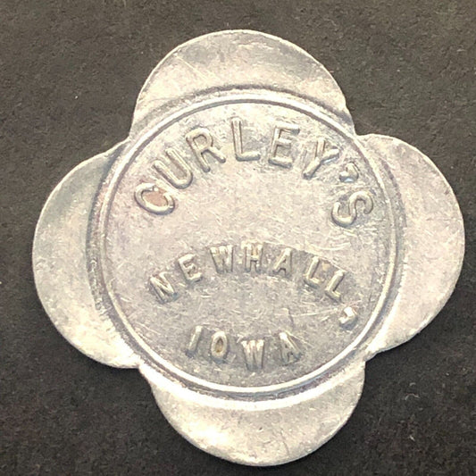Newhall, Iowa Curley's (Place) G/F/ 10¢ Trade Token Alum. 23.6mm c1920's-30's