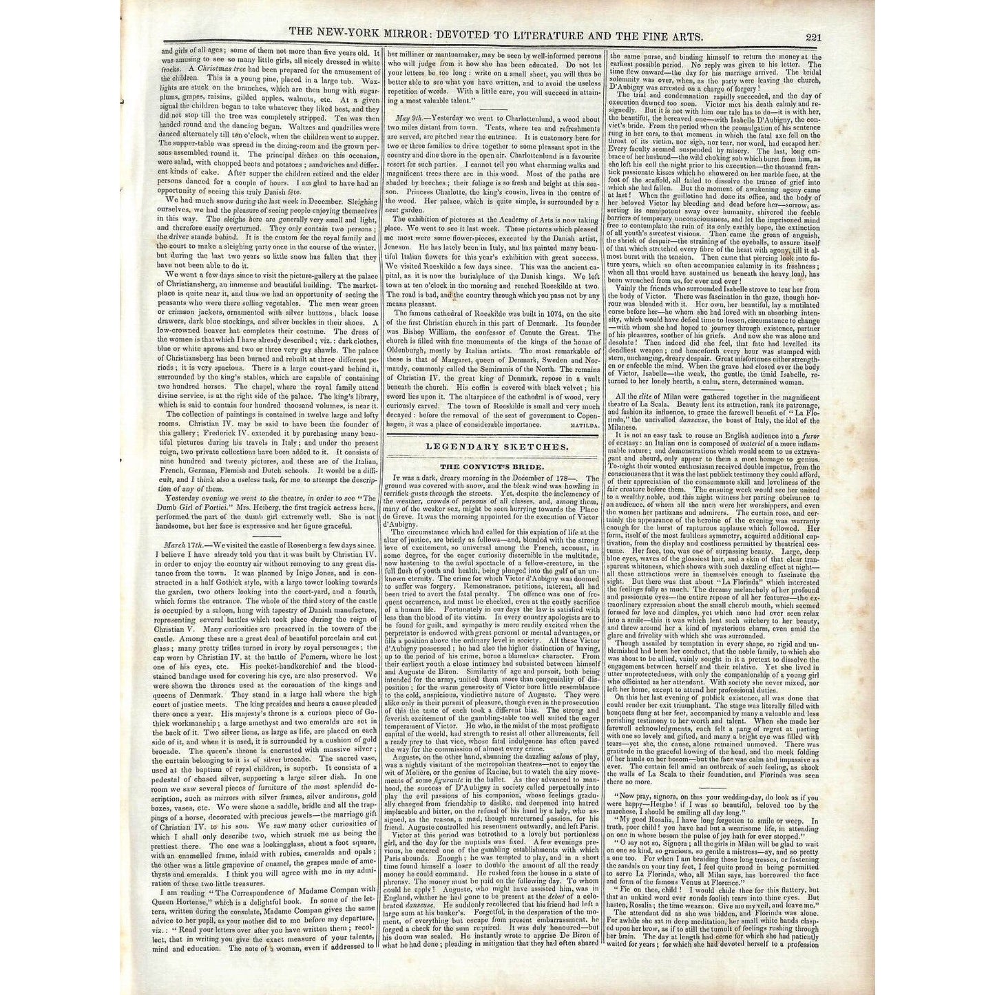 New-York Mirror Weekly Journal Literature Fine Arts Newspaper 1/5/1839