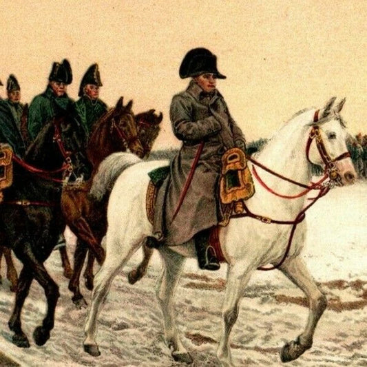 c1907-16 Postcard Napoleon Leading Soldiers on Horseback "1812"