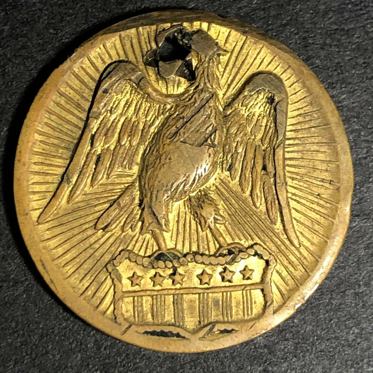 21.6mm Brass "$2 1/2" Radiant Eagle Crested Wreath Counter / Token Fauver Coll.