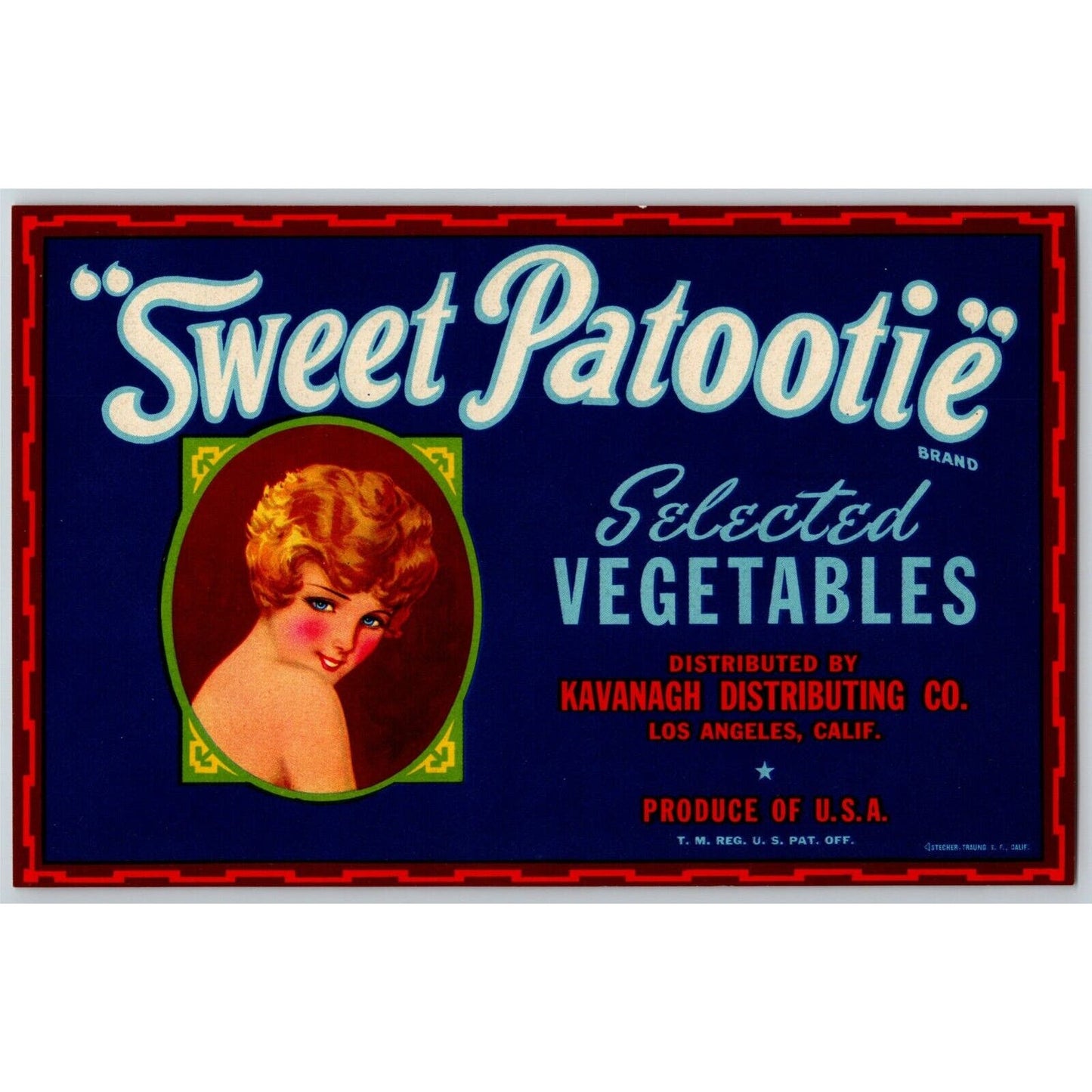"Sweet Patootie" Vegetables Kavanagh Los Angeles, CA Original Paper Crate Label