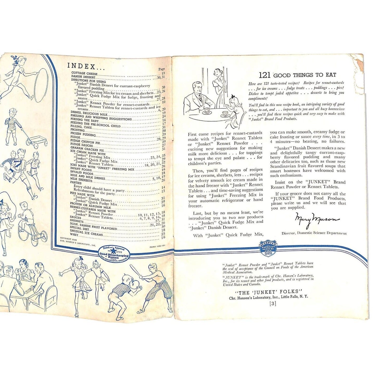 "The 'Junket' Folks" "121 Tested Recipes" Desserts Ice Cream Booklet 31pp 1940