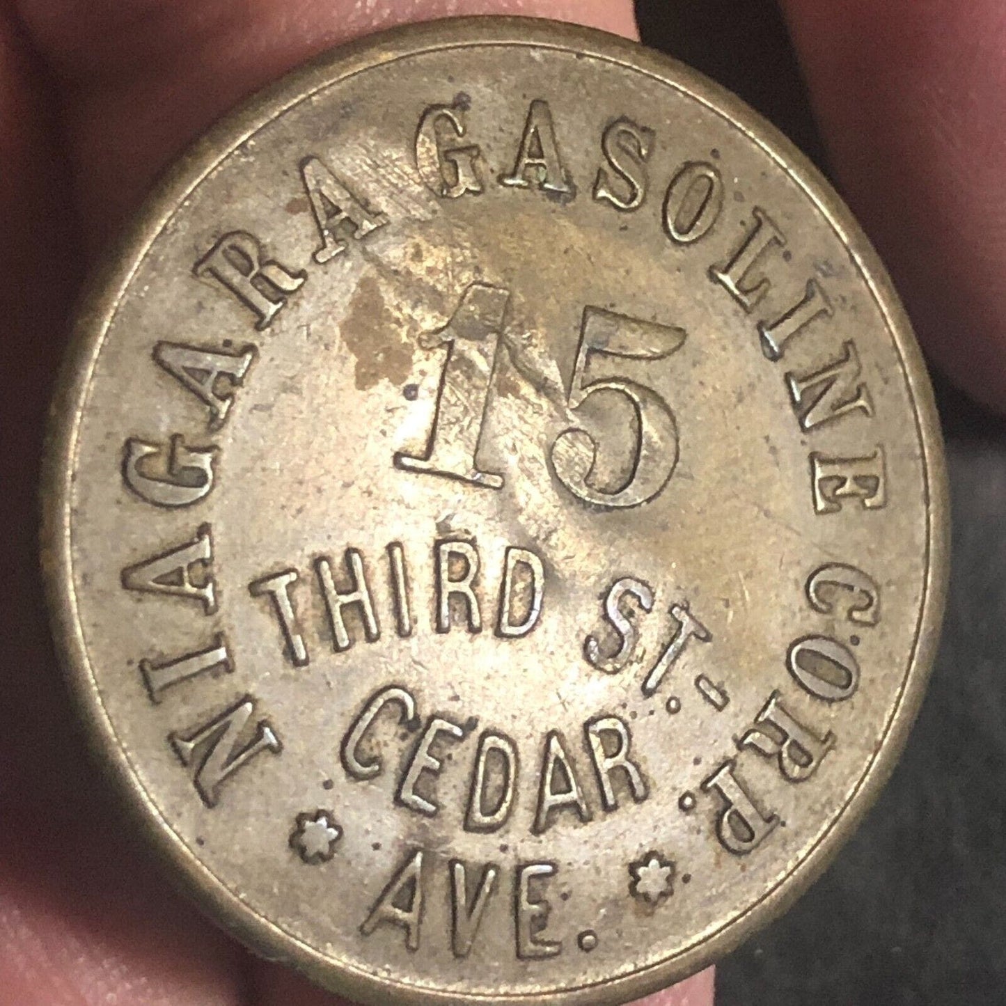 Niagara, NY Niagara Gasoline Corp. 15 Third St. c1929-33 Brass Token 29.5mm
