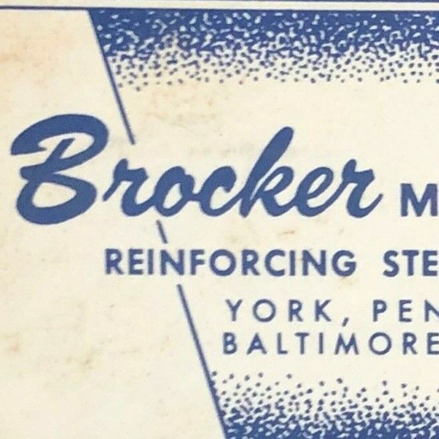 60's-70's Full Matchbook "Brocker Reinforcing Steel Fabricator" York, PA