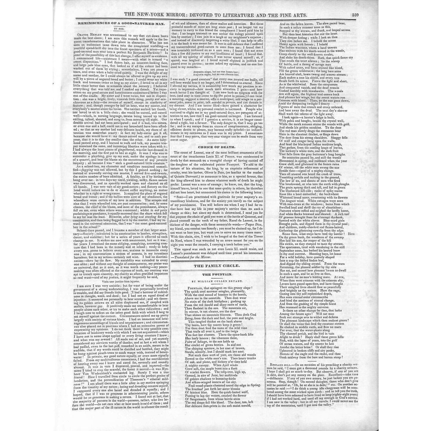 New-York Mirror Weekly Journal Literature Fine Arts Newspaper 4/20/1839
