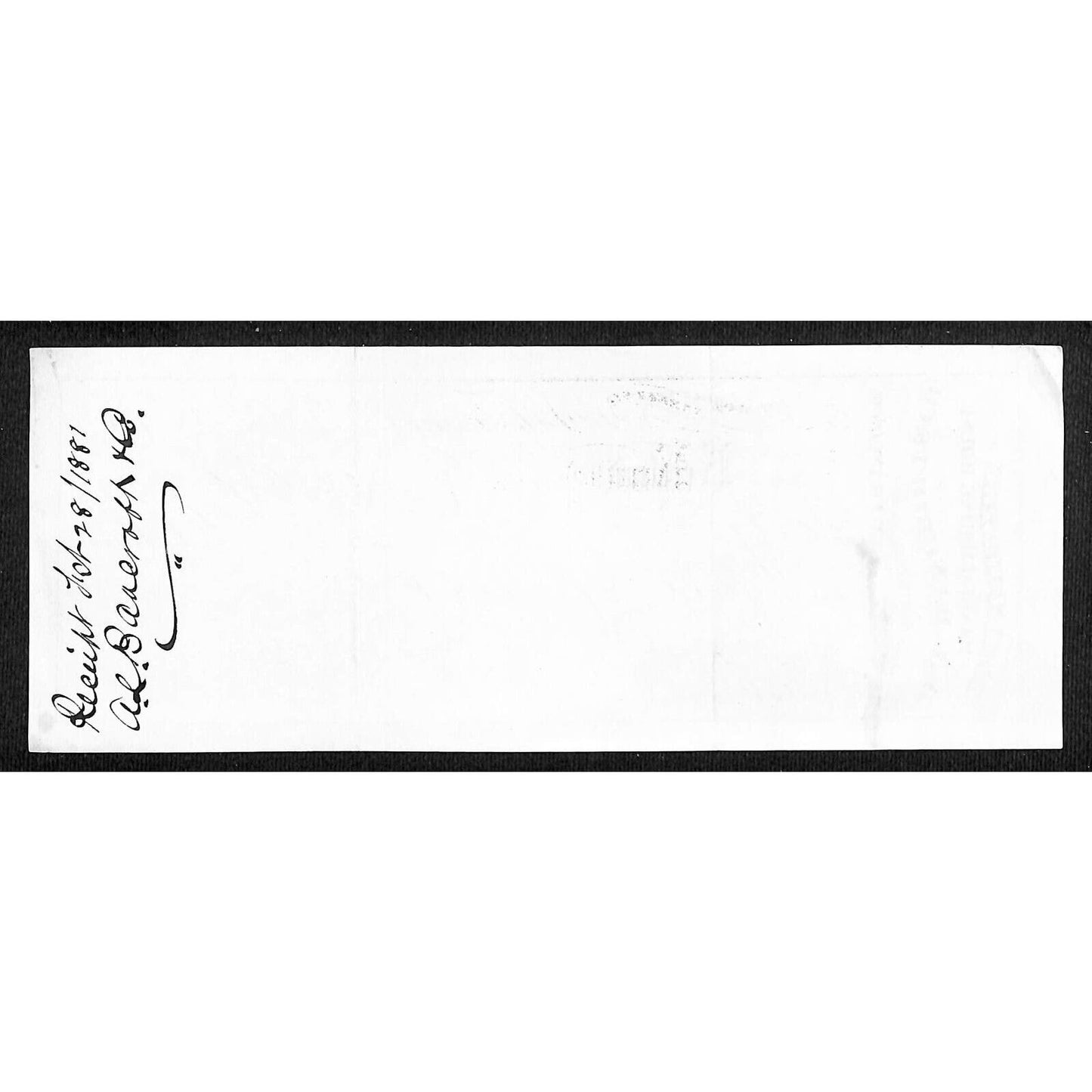 A.L. Bancroft & Co. Books Stationary Publisher San Francisco 1881 Receipt Check