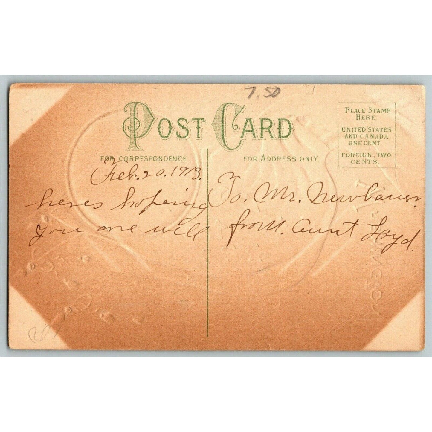 Vintage c1913 Postcard - "Washington Feb 22d 1732 - Dec 27th 1799" Embossed Flag