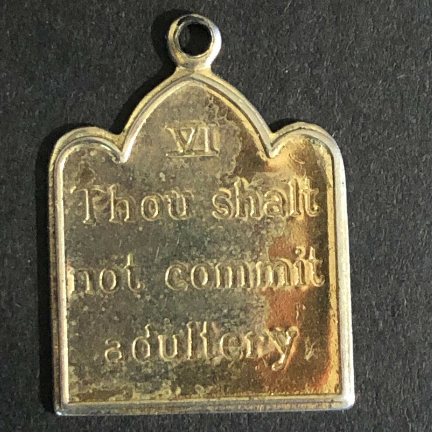 Vintage 17mm x 23mm Pendant Ten Commandments - VIII Adultery