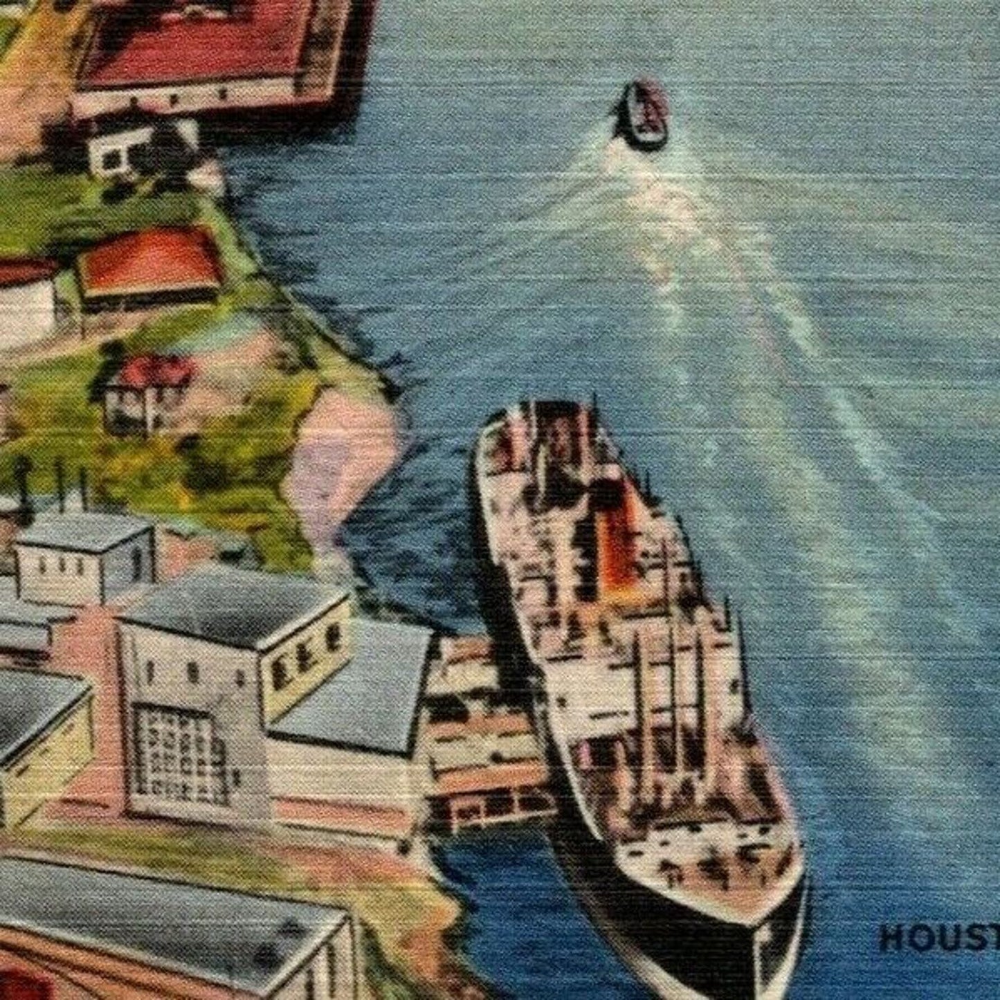 Vintage Linen Postcard Houston (Cargo Shipping) Ship Channel Texas - Unposted