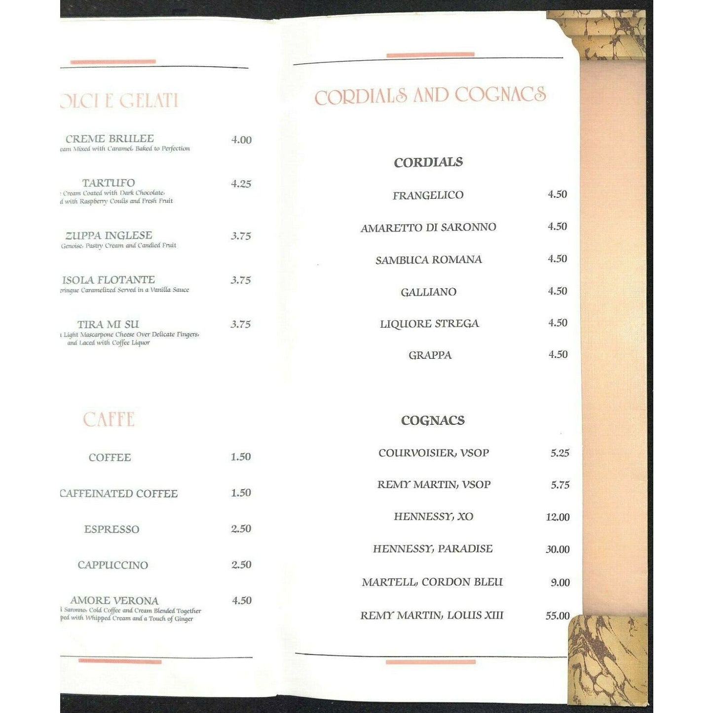 Pavia Anaheim Hilton Menu Restaurant Scarce Vintage 1992 Signed by Chef