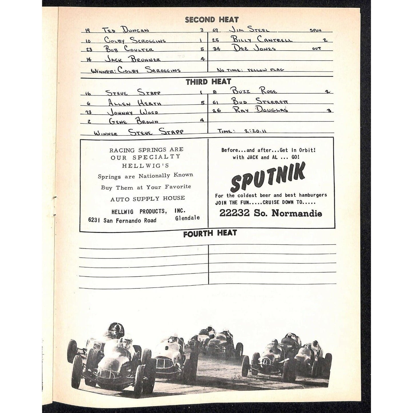Scarce Sept 16 1961 Auto Racing CRA Big Car Program Ascot Gardena, CA 12pp