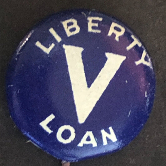 WWI Liberty Loan "V" (For Victory) Steel Pinback Button 17.5mm - c1918